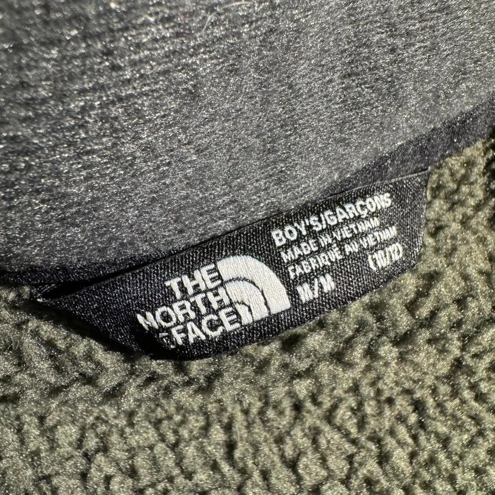 The North Face Boys Gordon Lyons Full Zip Fleece Jacket Green Khaki Size M 10/12